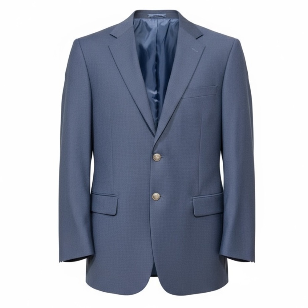 Statements Brass Button Classic Regiment Navy Blue Wool Blend Blazer Mens 44L